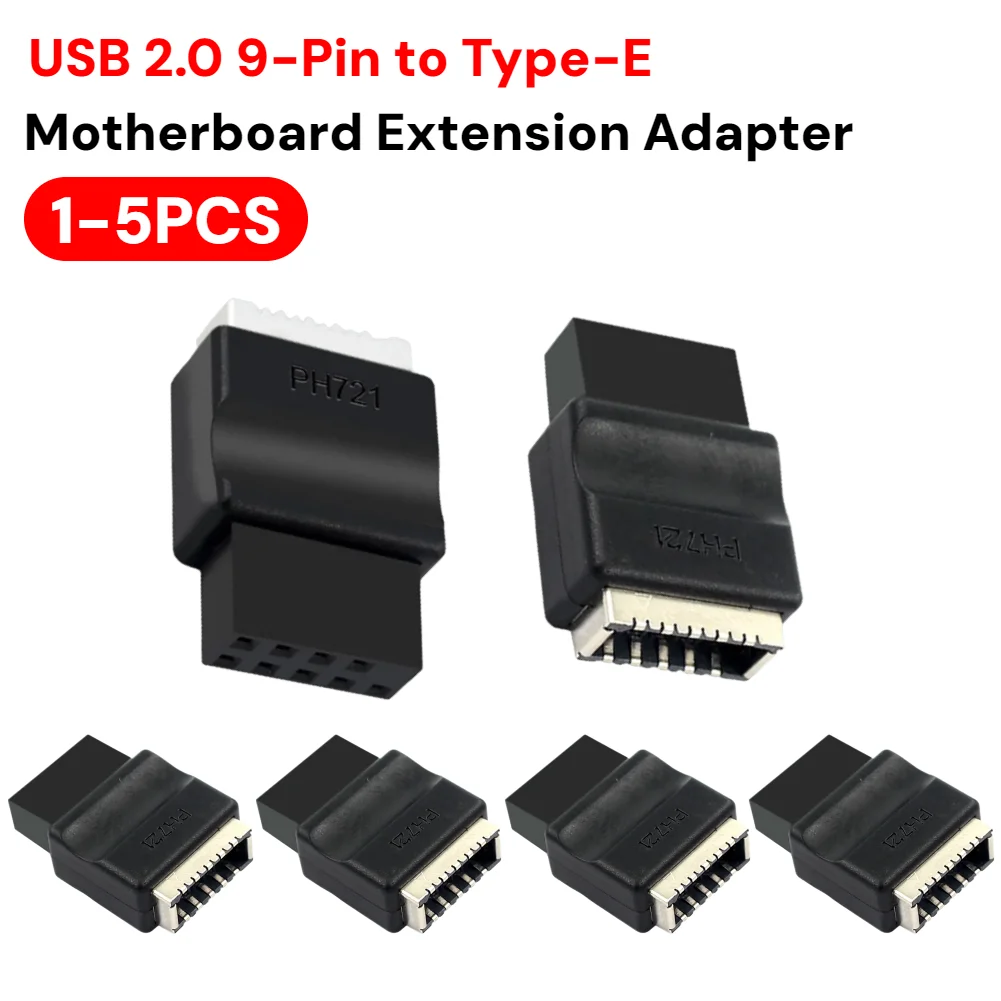 Motherboard USB 2.0 9-Pin To Type-E Front Panel Header Female Adapter TYPE-E Interface Header Adapter for Desktop PC Motherboard