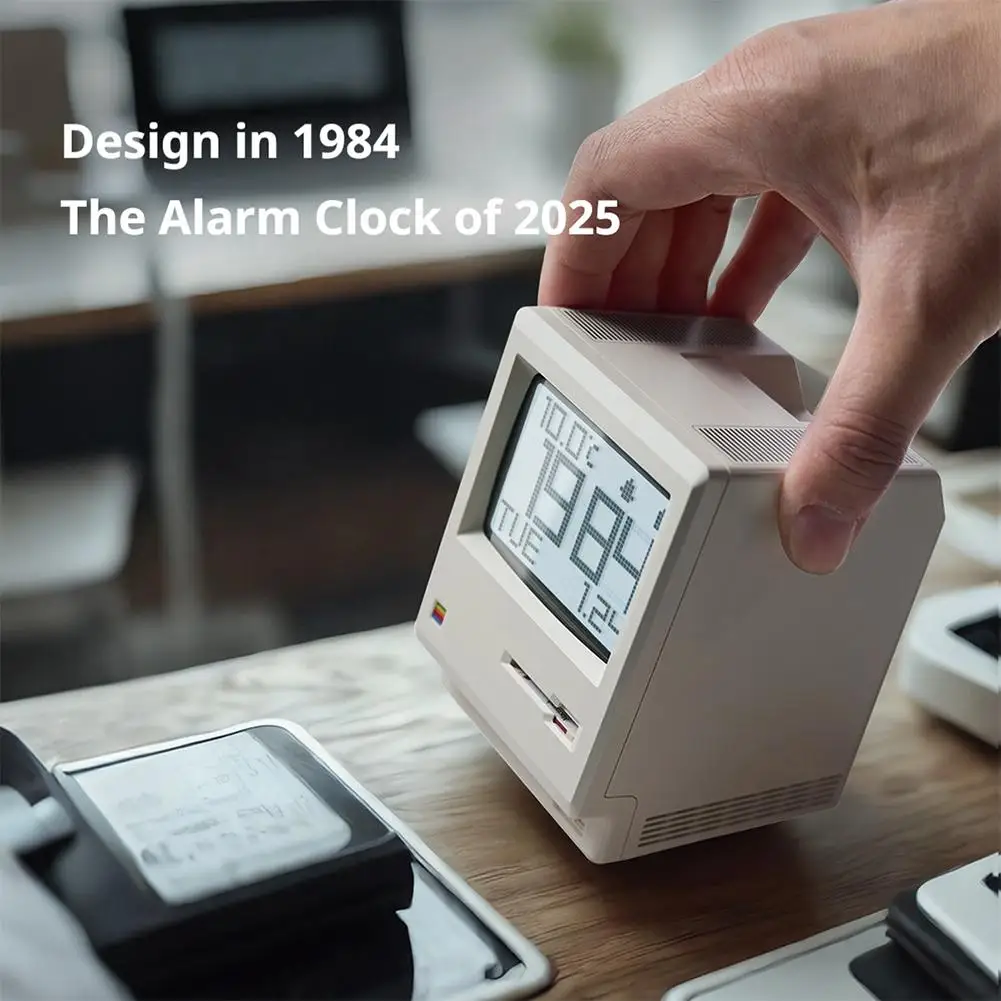 

Desktop Digital Clock Retro Classic Design Beige Floppy Disk Decor Tech Gadget Gift For Men Women Office Desk Novelty Ornament