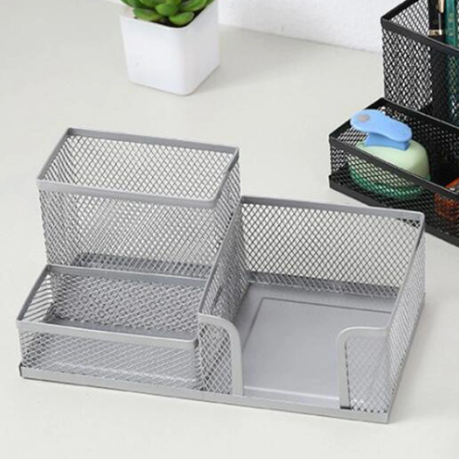 Imagem -03 - Organizador de Mesa com Cestas de Armazenamento Suporte de Lápis Material de Escritório Compartimentos Caixa de Armazenamento para Desktop Casa