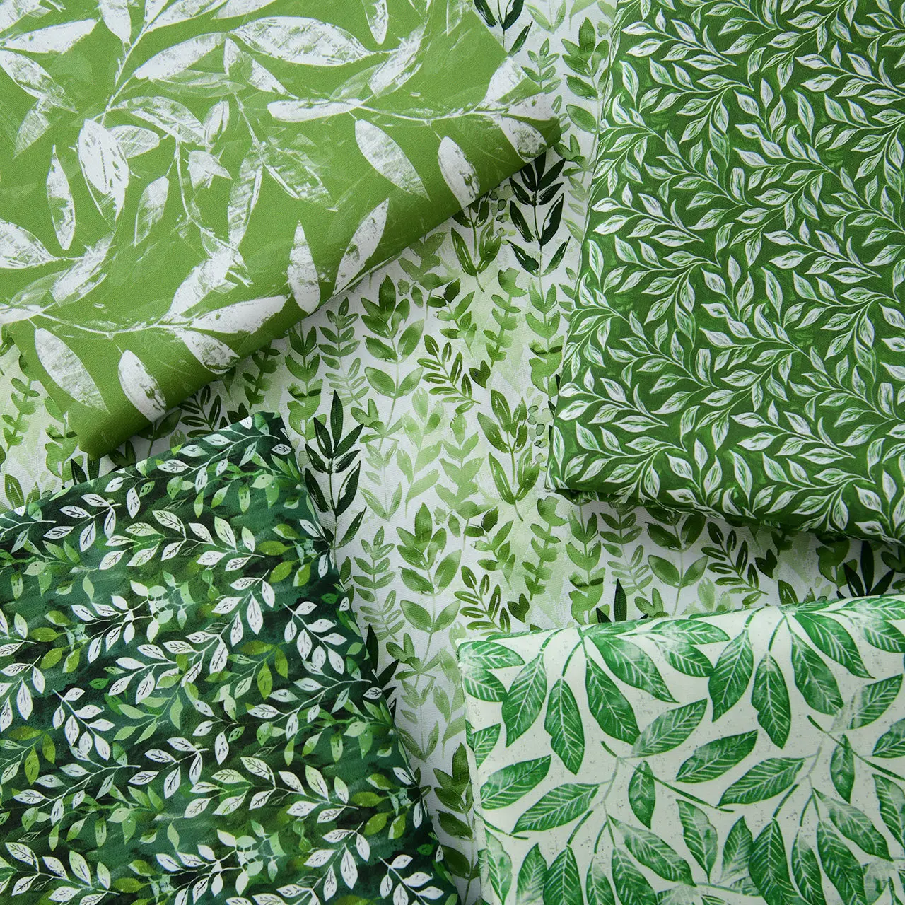 40s Pure Cotton Poplin Fabric Mori Green Leaf Print Durable Anti Pilling Wrinkle Resistant For Patchwork Doll Diy Sewing Craft