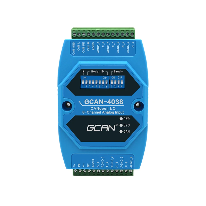 CANopen Interface Analog Data Acquisition Module GCAN-4038 Integrates 1 Standard CANopen Interface and 8 Analog Quantities