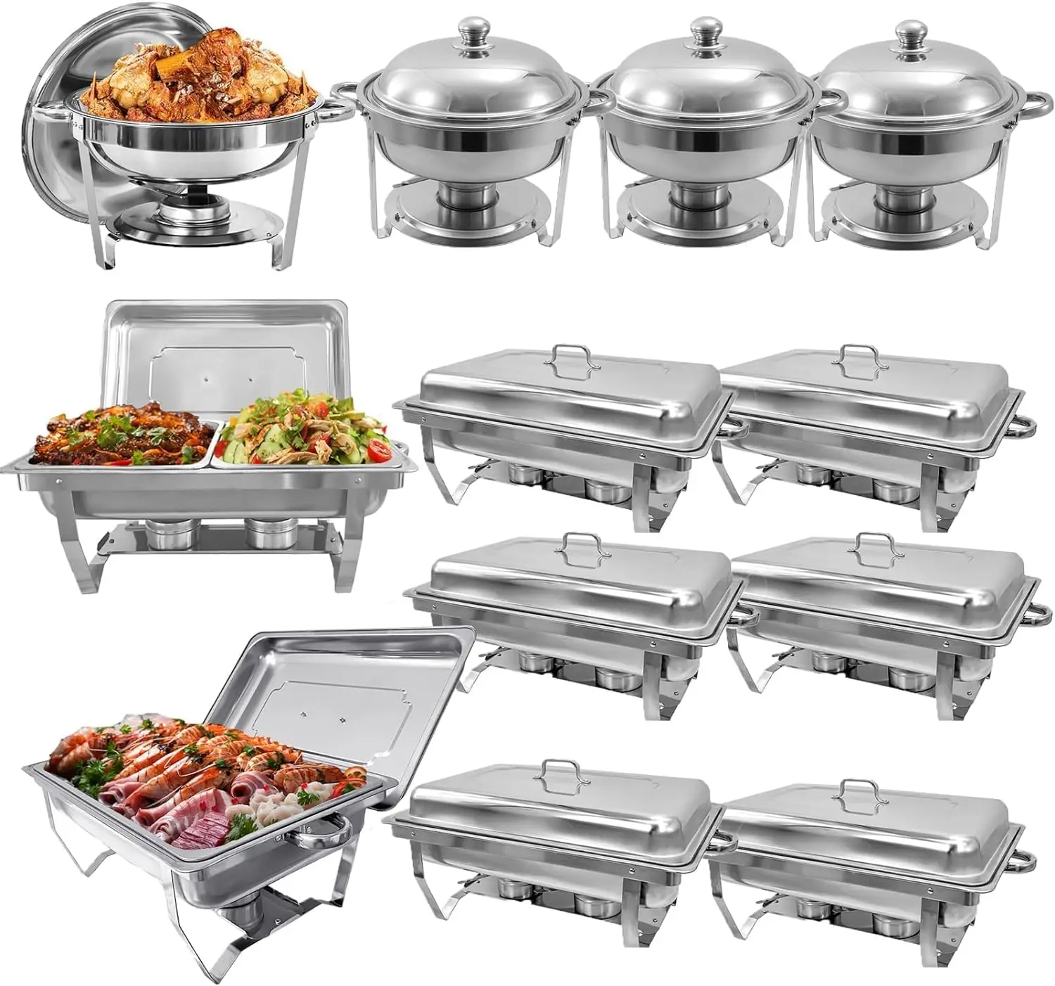 Chafing Dish Buffet Set 12 Pack, Buffet Servers and Food Warmers Chafing Servers for Parties Catering Wedding