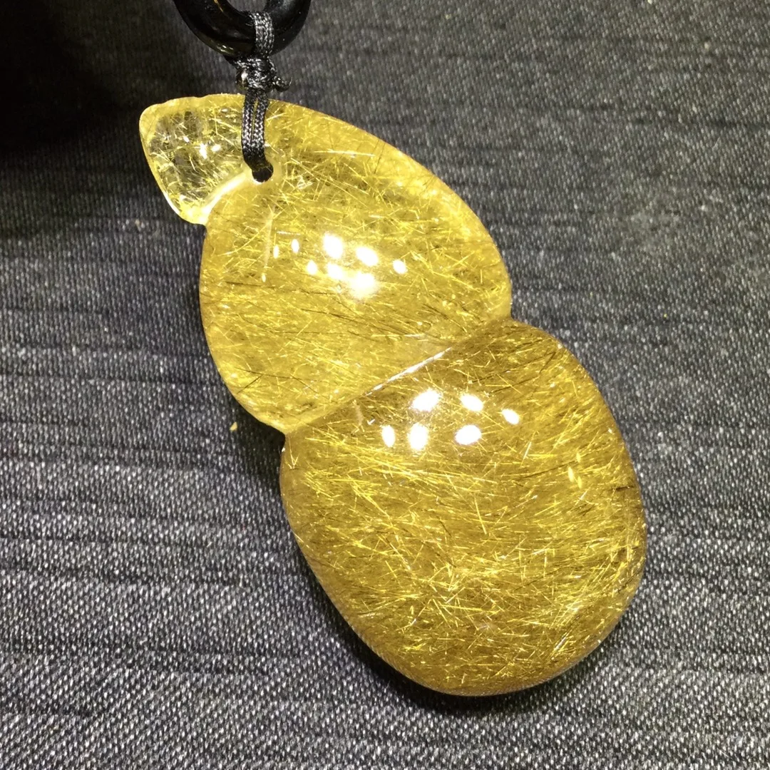 الذهب الطبيعي Rutilated قلادة من الكوارتز برميل زهرة Rutilated الكوارتز مجوهرات 43*21.5*15 مللي متر الرجال النساء البرازيل AAAAAAA
