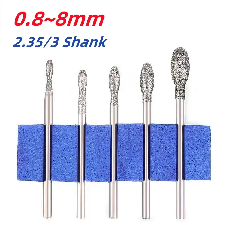 

2.35/3mm Shank Ellipse Electroplated Burr Grinding Engraving Bit Polishing Head For Dremel Rotary Tools