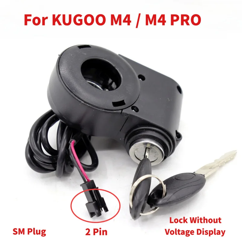 

E-scooter Ignition Lock Without Voltage Display Starter Switch Locks Keys with SM Plug 2 Pin for KUGOO M4 PRO Electric Scooter