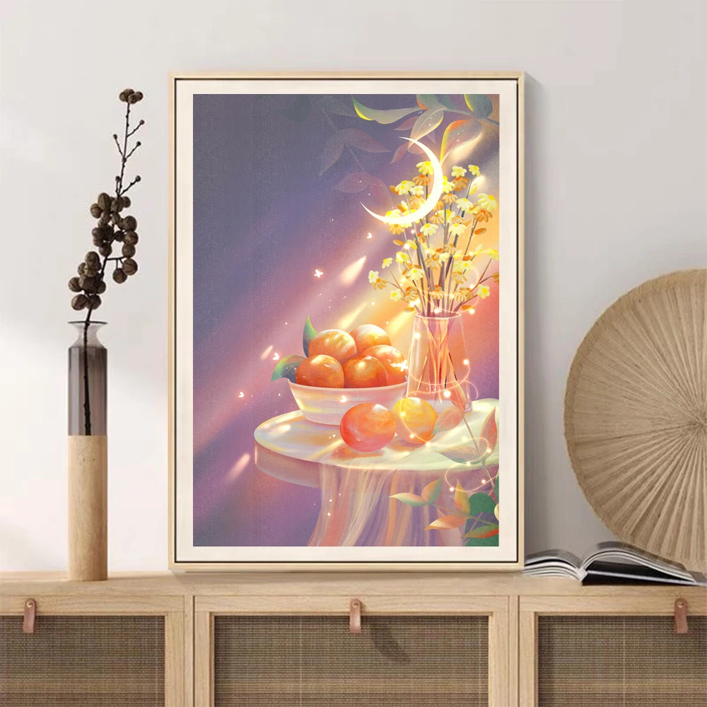 LZAIQIZG 5D Diamond Painting Oranges In The Sun Full Square/Round Diamond Cross Stitch Kit Embroidery Picture  Home Decoration