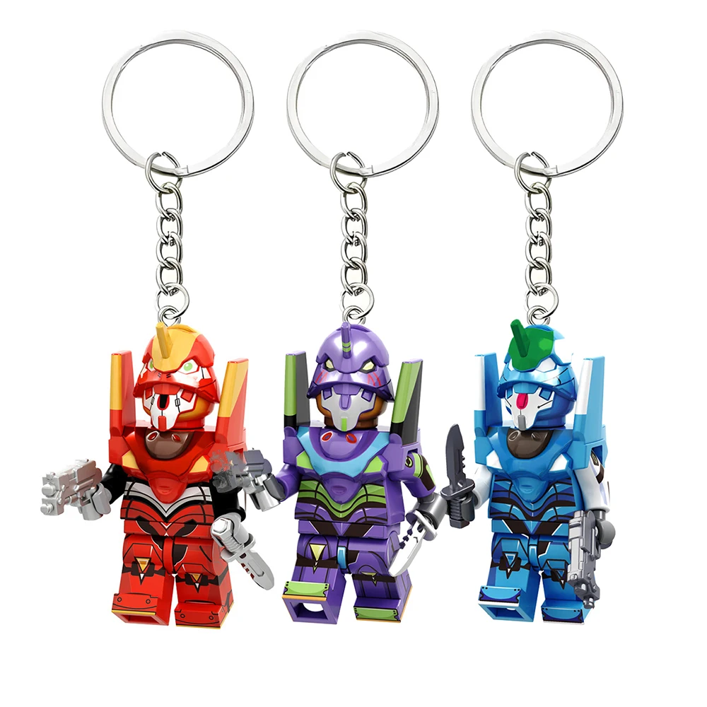 

NEON GENESIS EVANGELION Keychain Creative Building Blocks EVA-01 EVA-02 Cartoon Pendant Bag Keychain Accessories Toys Gifts