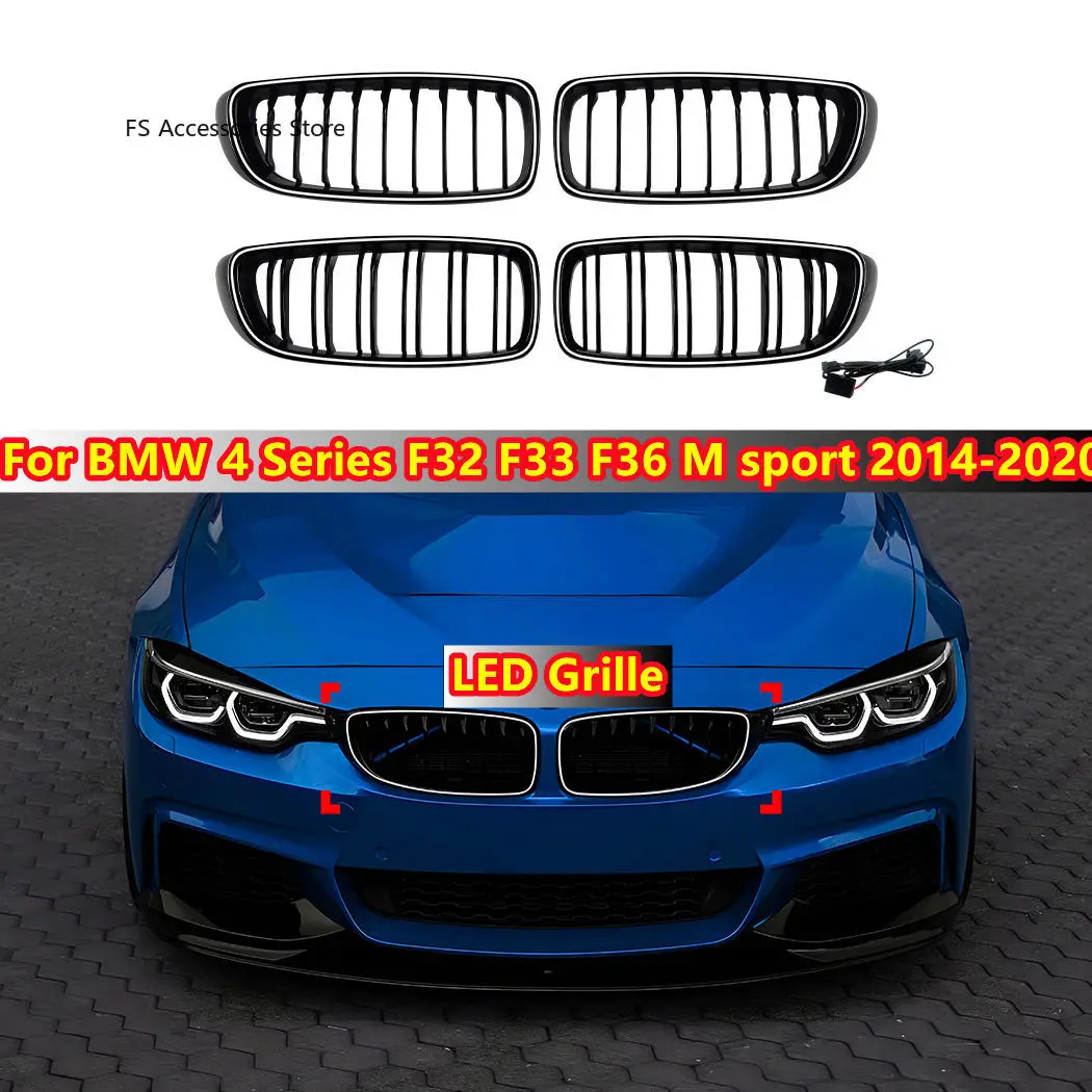 LED-Nierengrill für die Frontstoßstange, Racing-Grill für BMW 4er F32 F33 F36 M Sport 2014-2020, LED-Grill