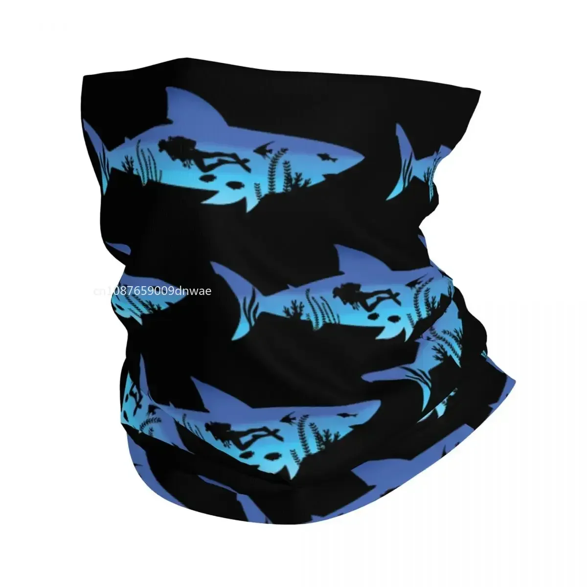 Shark Scuba-Bandana de buceo para adultos, polaina de cuello impresa, equipo de mar, pasamontañas, máscara facial, bufanda multiusos, tocado, equitación, a prueba de viento