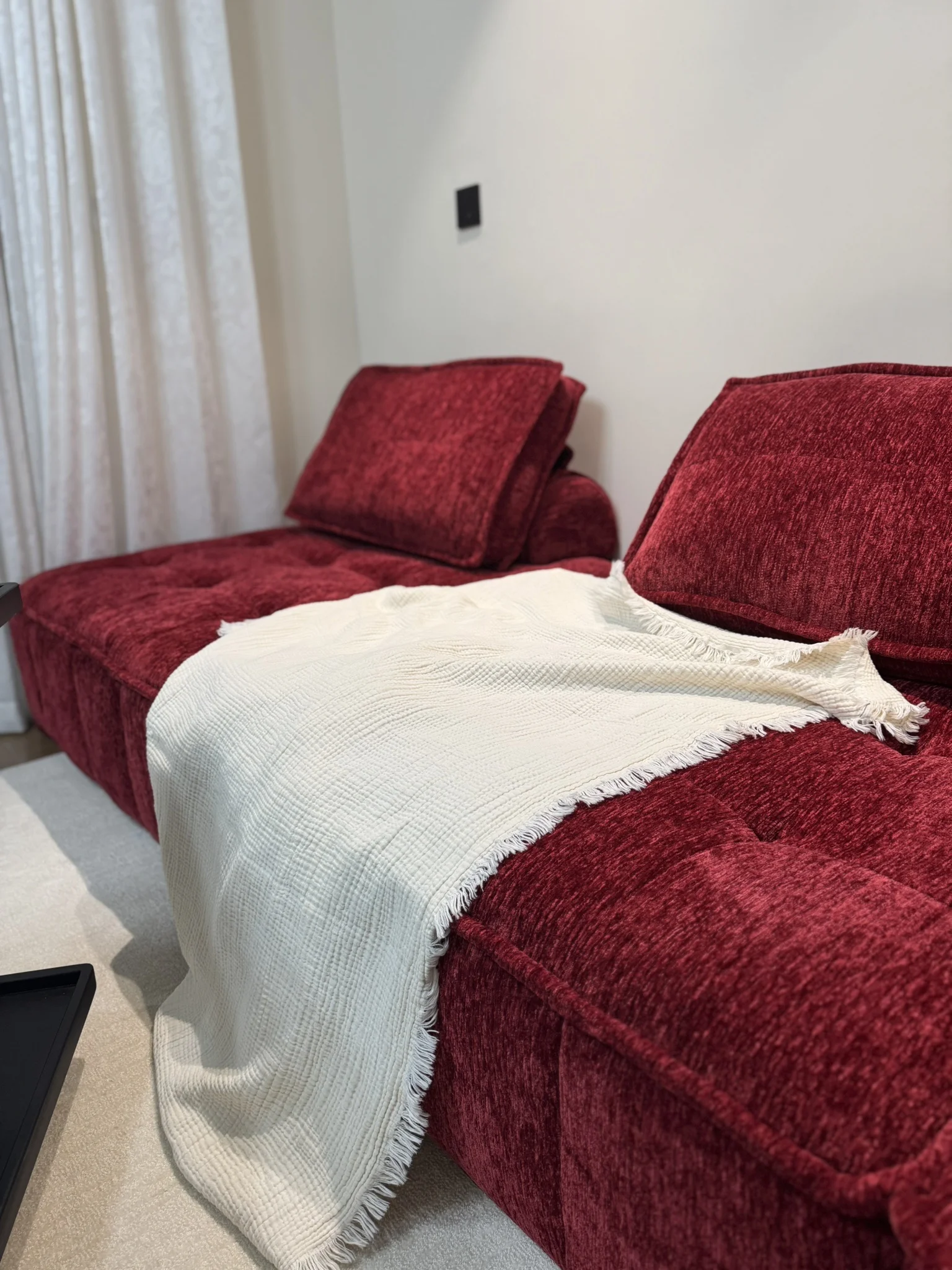 Combed Pure Color Japanese 4-Layer Flannel Throw Pillow Tassel Quilt Sofa Cover Blanket Office Nap Blanket