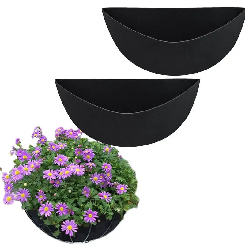 Fabric Planter Liner 3pcs Half Round Fabric Felt Flower Basket Liner Plant Garden Decoration Replacement Liners for Wall Hanger