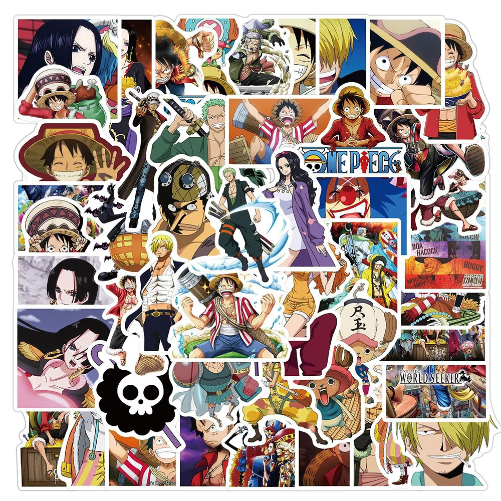 48/50/100pcs ONE PIECE Stickers Anime Luffy Zoro Chopper Cartoon Decals DIY Skateboard Car Laptop Cool Sticker for Kids Toys