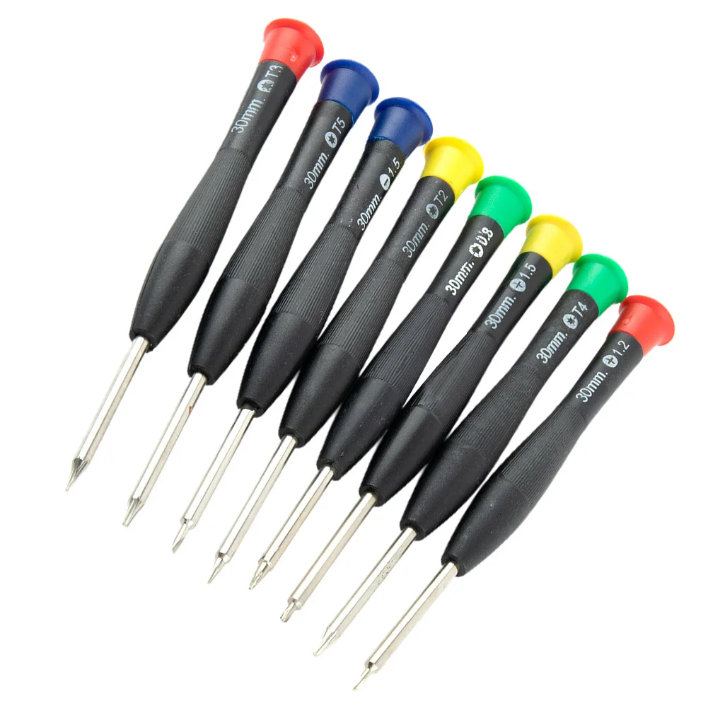 8 Pcs Precision Torx Cross Screwdriver Set Hand Screwdriver T3 T4 T5 PH000 SL1.5 Head For Watch Clock Repairing Manual Tools