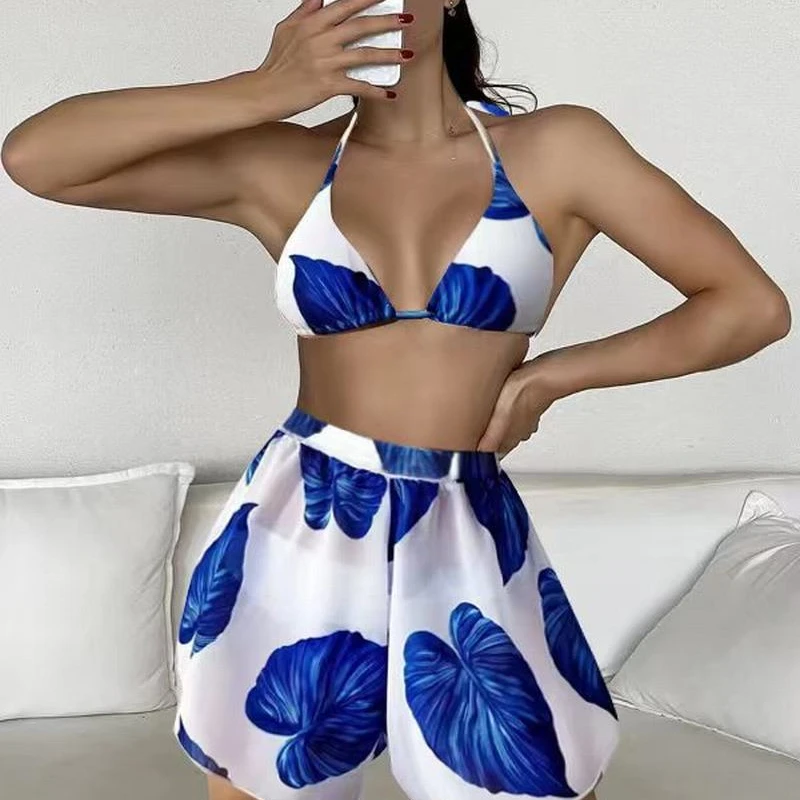 Cikini-Three Piece Split Swimsuit for Women, Retro Print Bikini, Summer Swimwear, Bathing Suit for Female, Sexy, 2023