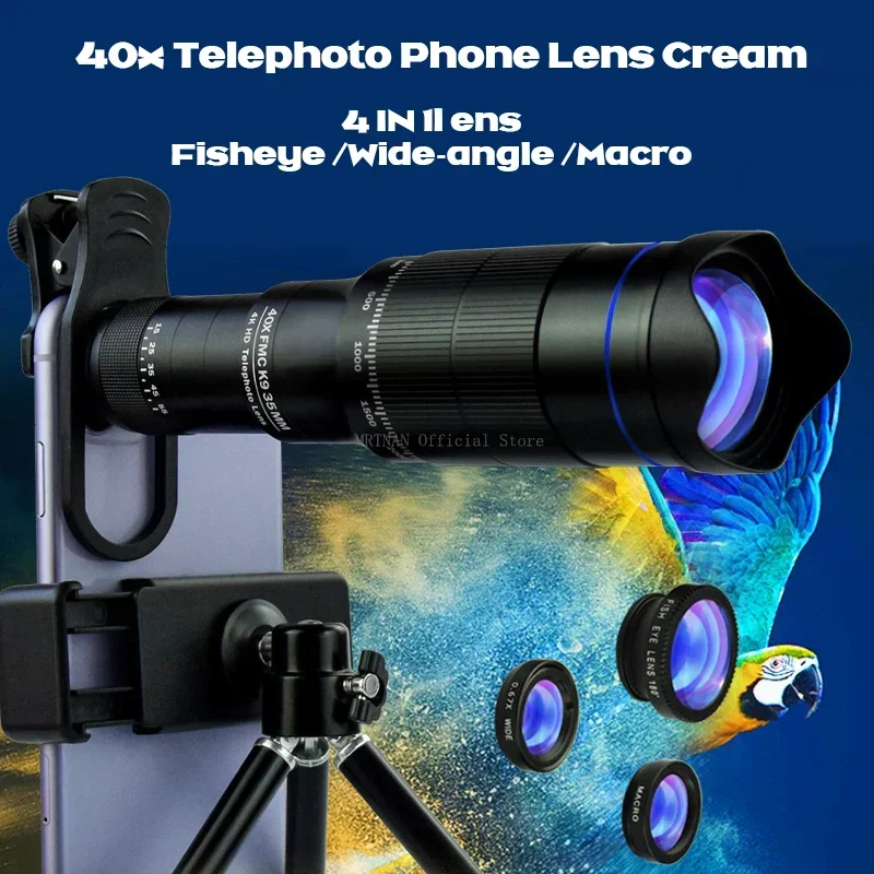 HD 40X Zoom Telescope Telephoto Lens Monocular Phone Camera Lens Mini Metal Telescope Mobile Telephoto Lens For Camping Tourism