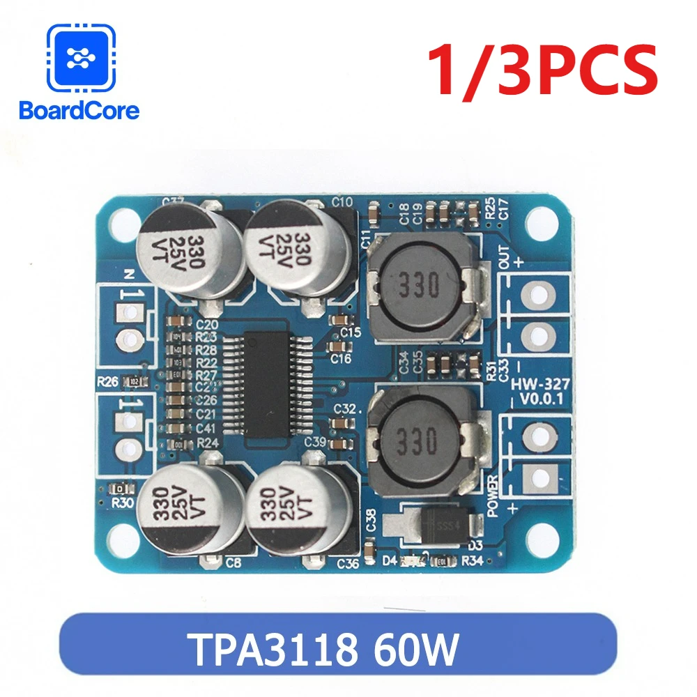 1/3pcs TPA3118 Mono Amplifier Board 60W Digital Audio Power Amplifier Board DC 8V-24V Amp Module SOP28