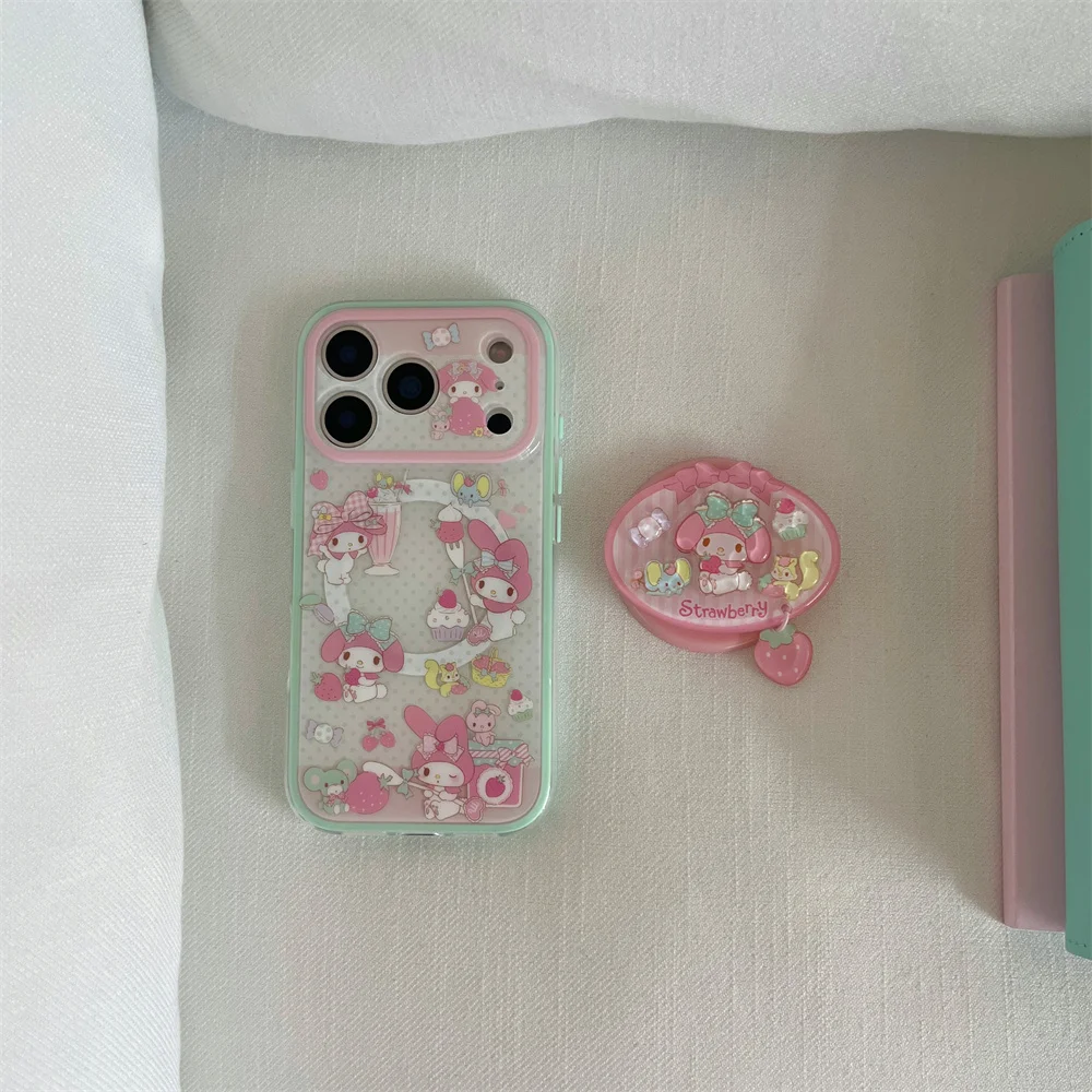 Urocze etui magnetyczne na telefon z króliczkiem z kreskówki do iPhone 17 Pro 15 14 13 16 Pro Max z uchwytem i podstawką, kompatybilne z MagSafe, Funda — zdjęcie produktu 4