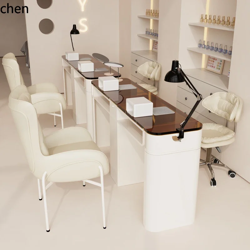 cream wind manicure table and chair set wrought iron glass manicure table with vacuum cleaner socket