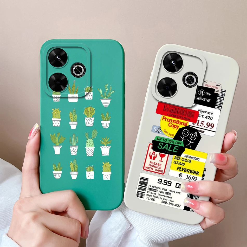 Covers For Poco M6 Pro 4G 5G Phone Case Cute Cat Camera Protection Back Cover For Xiaomi Poco M 6 Pro Liquid Silicone Funda Capa