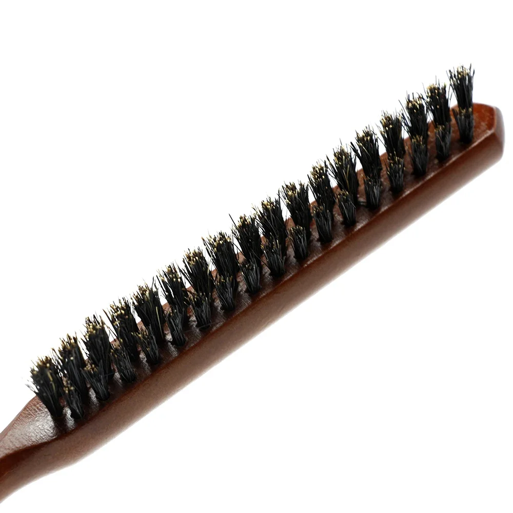 Natural Boar Bristle Hair Fluffy Comb Wood Handle Hair Brush Anti-static Barber Hair Comb Scalp Massage Hairdresser Styling Tool