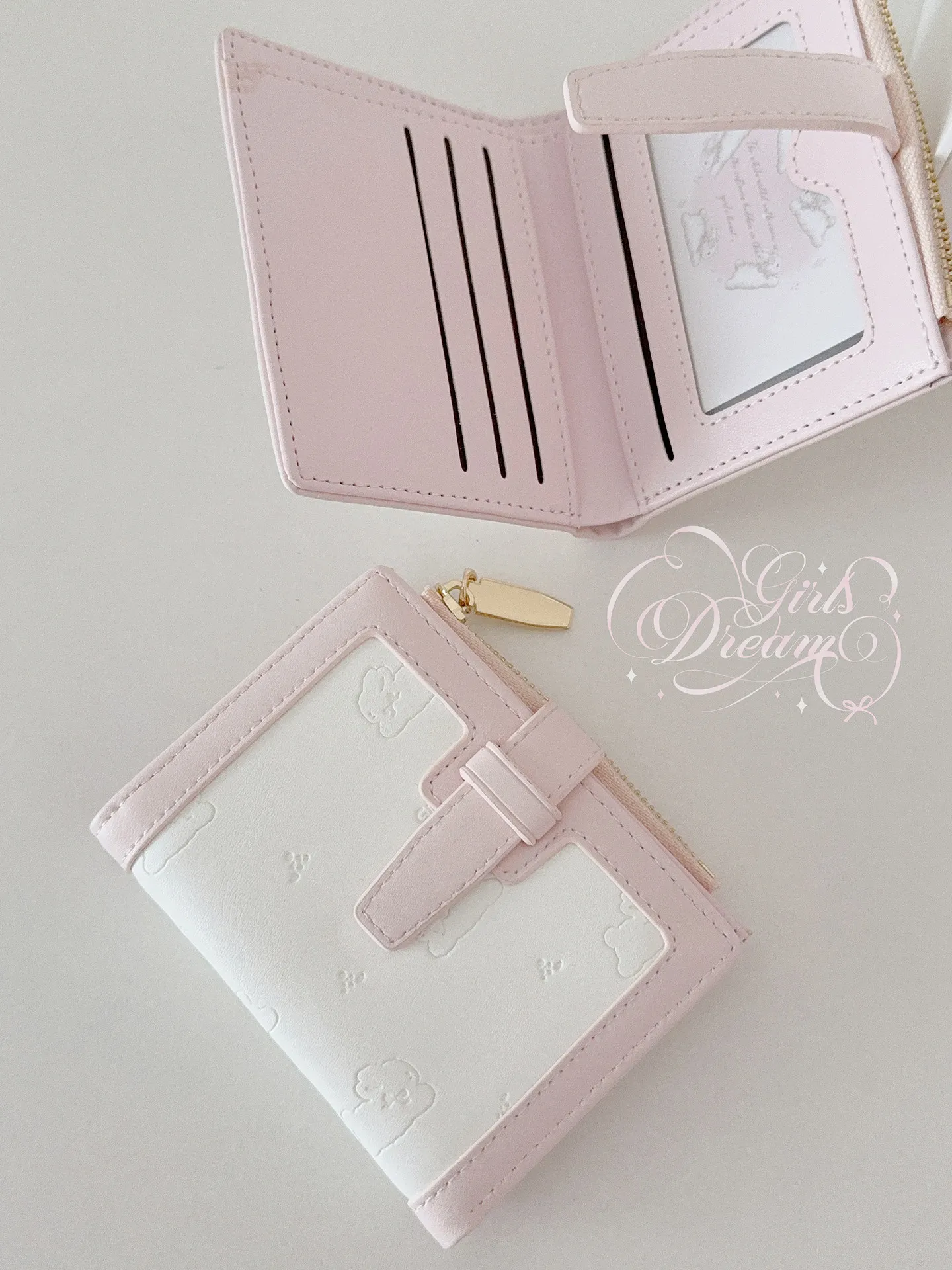 Original Sweet and Cute Embossed Cartoon Rabbit Wallet Cute Anti-degaussing Multi-card Short Girl Heart Card Bag for Women