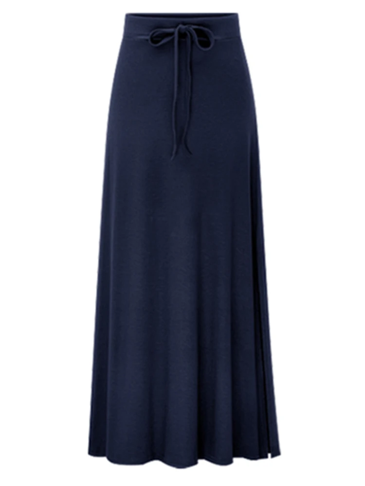 4 ألوان التنانير الطويلة للنساء بسيطة خمر الجانب الشق تصميم المزاج النمط الأوروبي ألف خط Faldas مثير Mujer تنوعا السيدات #3