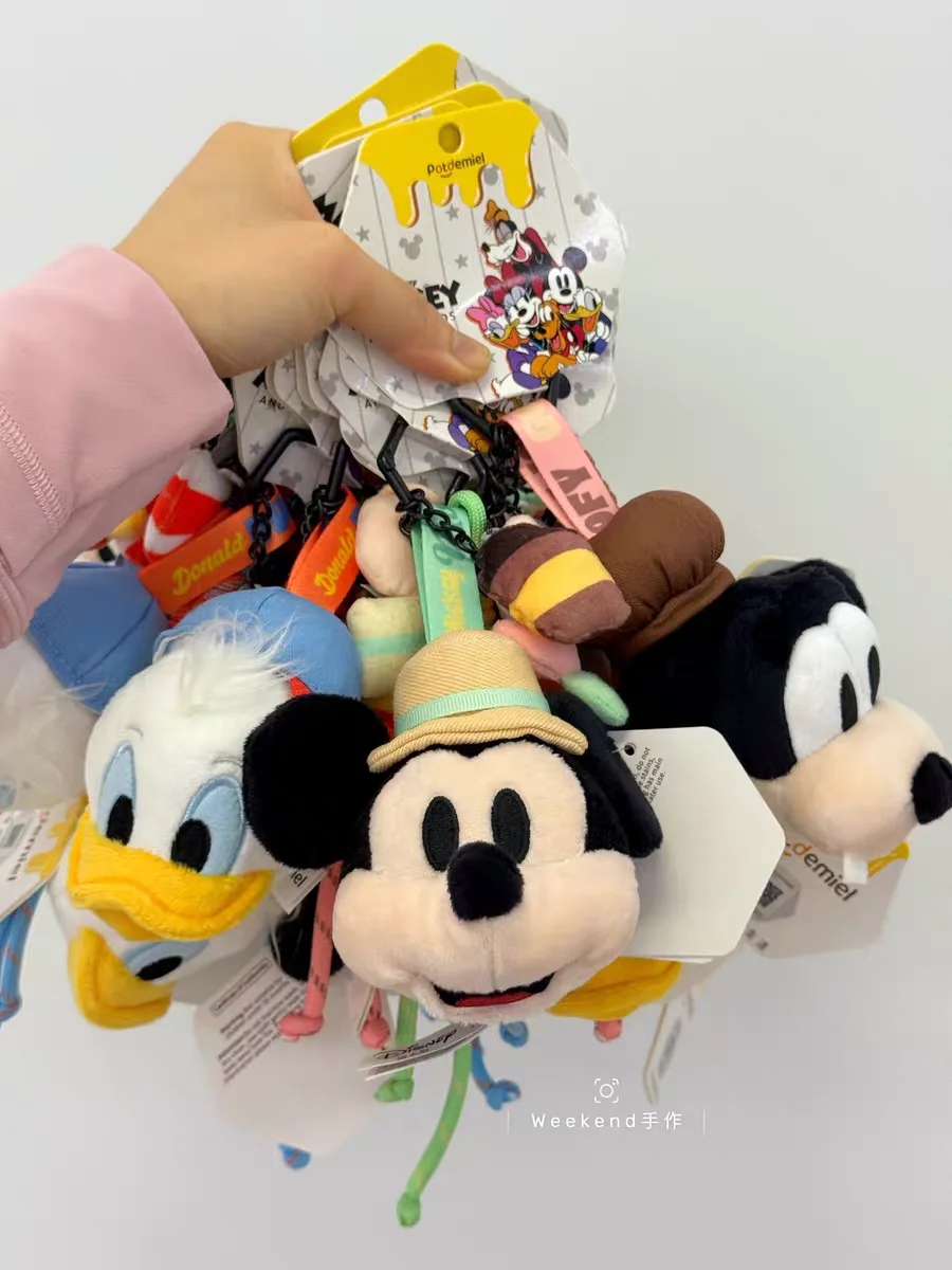 ميكي آند جوفي أفخم سلاسل المفاتيح لطيف الكرتون محشوة اللعب المنسوجة حبل حقيبة قلادة البطة حلقة رئيسية هدايا لجميع الأعمار