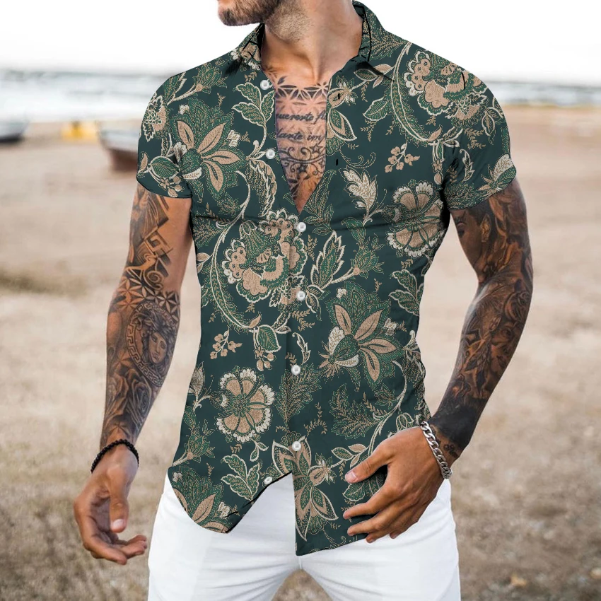 Camisas de manga corta para hombre, cárdigan informal de gran tamaño con estampado, ropa de fiesta de graduación, blusas S-4XL