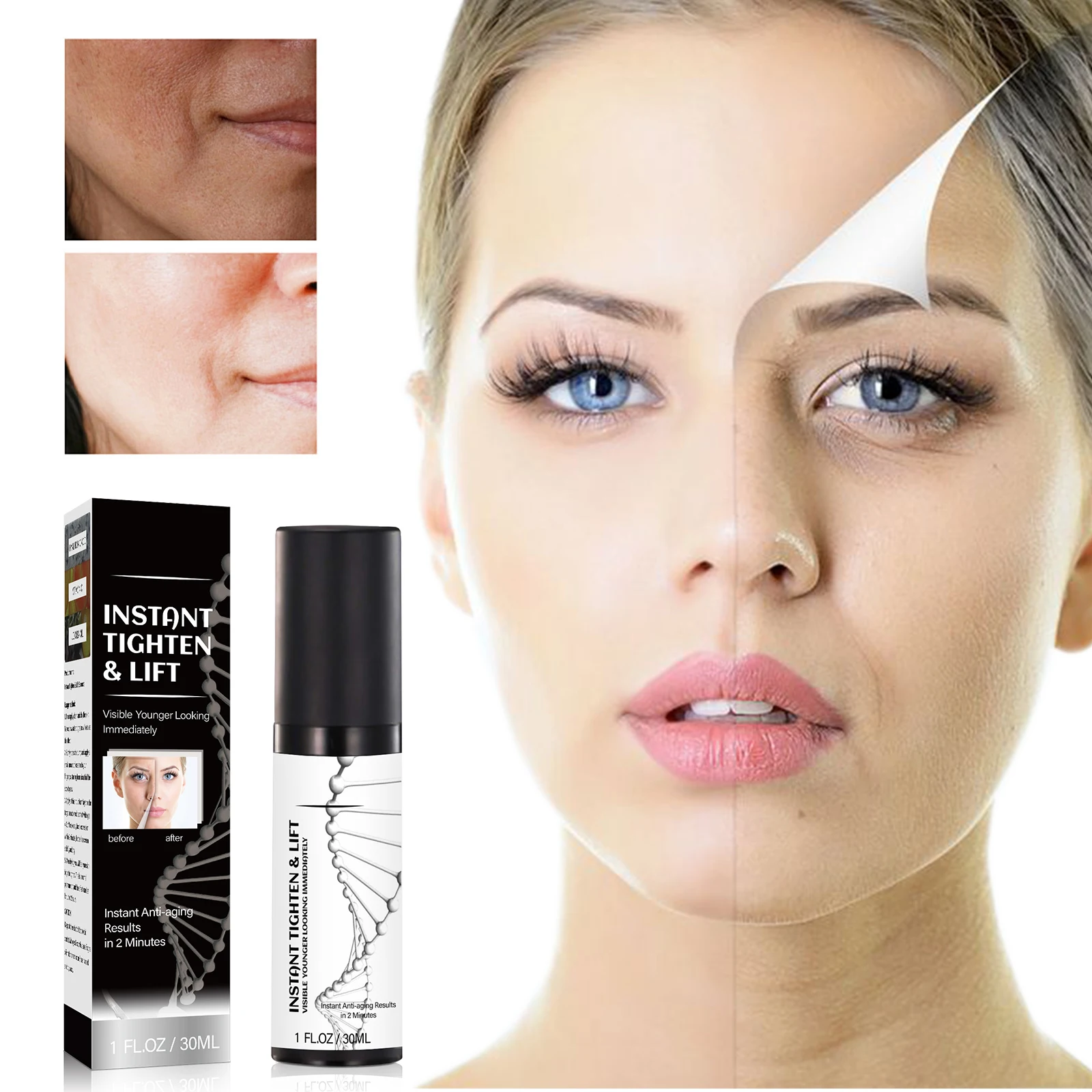 

Instant Wrinkle Remover Serum Vitamin C Whitening Hyaluronic Acid Moisturizing Lift Firm Anti-aging Fade Fine Lines Facial Care