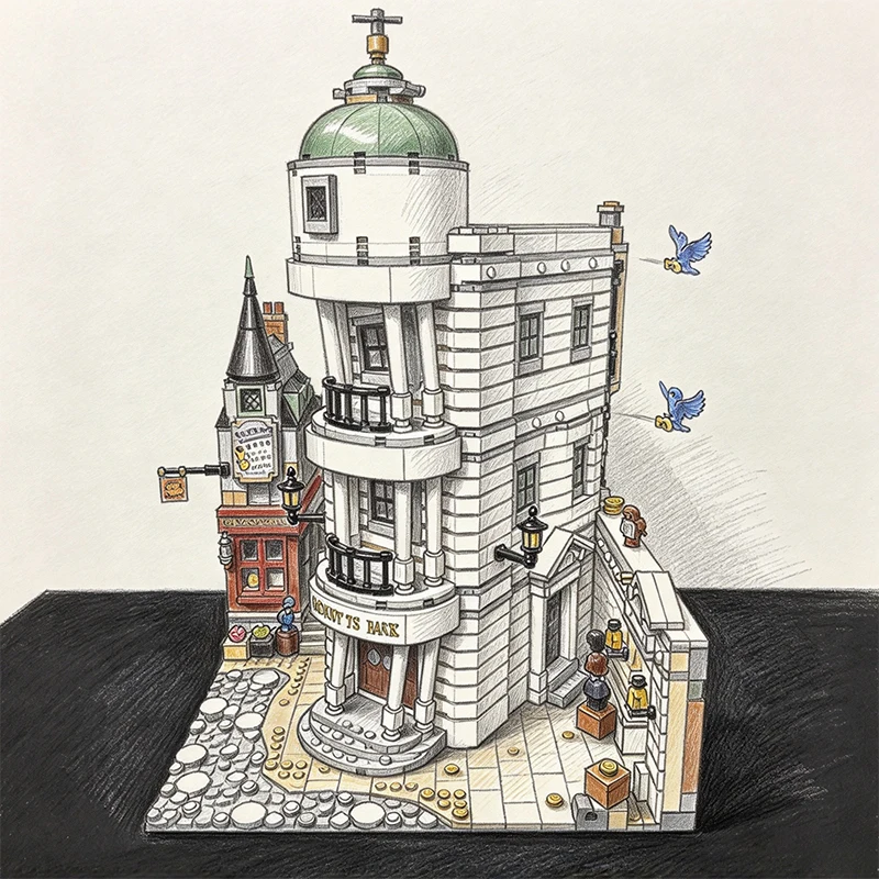Room Decoration 4803 Pieces Classic Bank Building Block Set Construction Brick Adults Christmas Birthday Gift