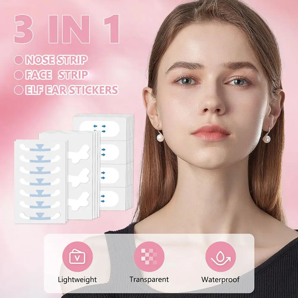 Bande Adhésive Transparente en Forme de V pour Lifting du Visage, 3 Pouces, Autocollants, Antarc1, Invisible, Extensible, Facelift Elf, Oreille, C4X2