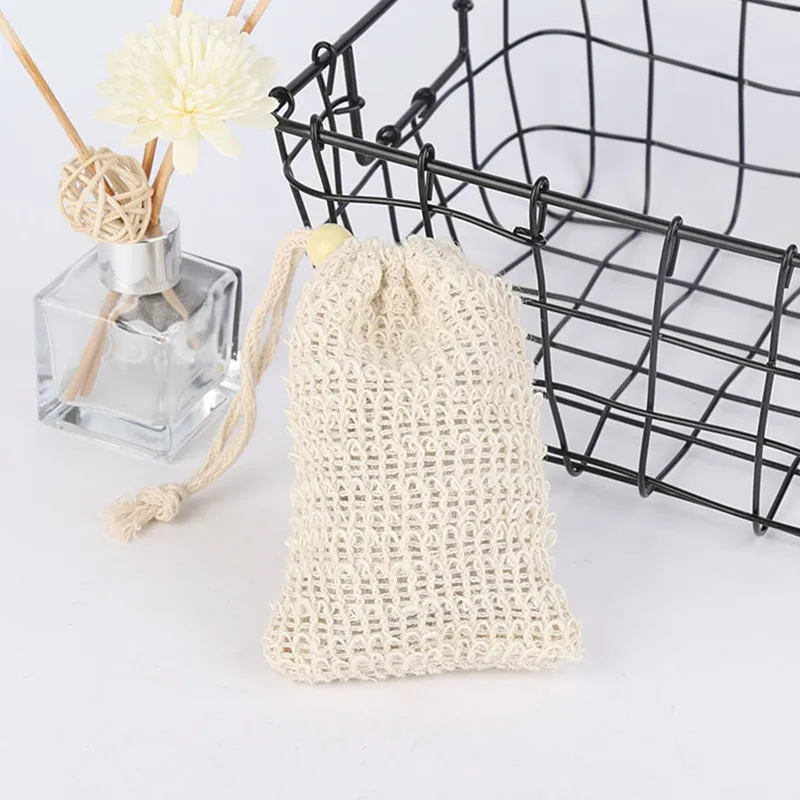 1pcs Sisal Hemp Soap Bag Blister Ramie Mesh Soap Storage Bags Foam Maker Double-layer Net Bags Foaming Easy Bubble Soap Holder