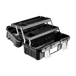 19inch 3 Tiers Foldable Storage Tool Box Multifunctional Large Capacity for Plumbing Repairs Lockable with Handle
