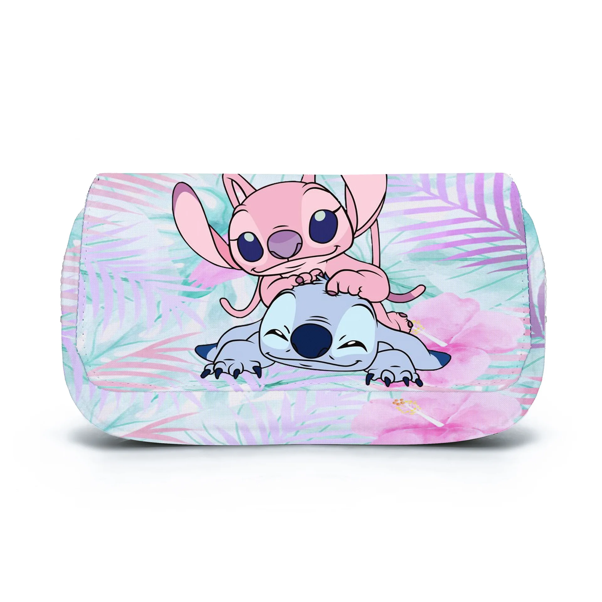 New Anime Stitch Cartoon Large Capacity Double Layers Zipper Pen Bag Pencil Box Kawaii School Pencil Box Student Birthday Gift