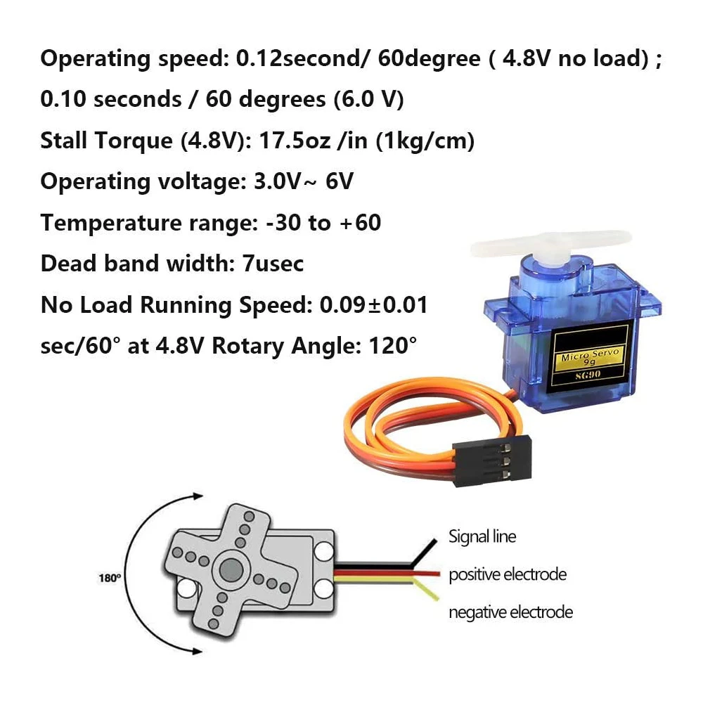 1/2/4/6/8Pcs Arduino Analog Micro Servo Motor SG90 9G For RC Car Toy Airplane Fixed Wing Helicopter Aircraft Models 180