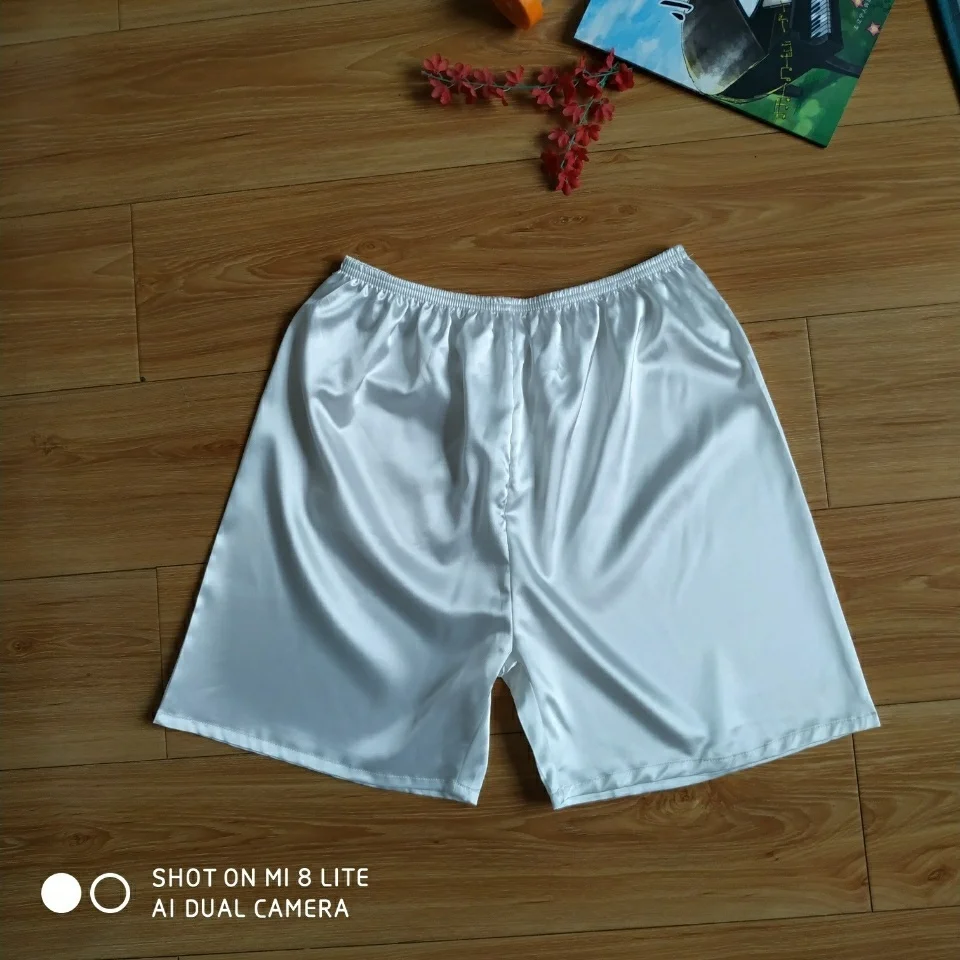 Men's Ice Silk Satin Glossy Shorts Panties Male Plus Size Casual Sleeping Shorts Bottoms Underwear