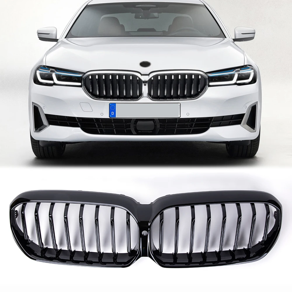 

Car Front Kidney Grill Racing Grills Gloss Black For BMW 5 Series G30 G38 LCI 2021 Auto Accessories