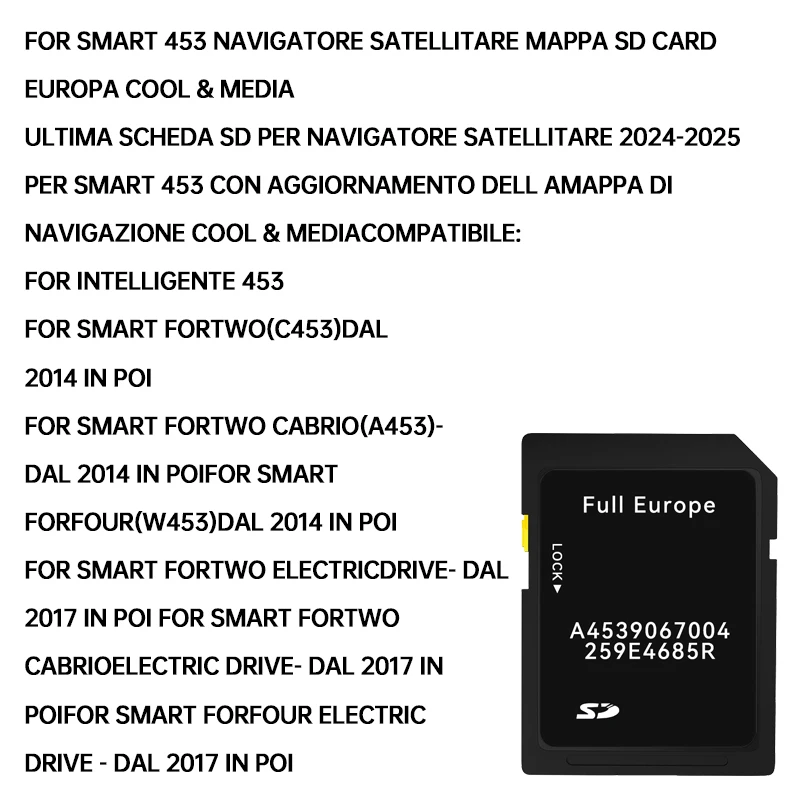 SD Mappe for Smart 453 P23 Europa 2024-25 Version 11.25 August 2024 Navigation Update Car Kit Vehicle GPS Map Software