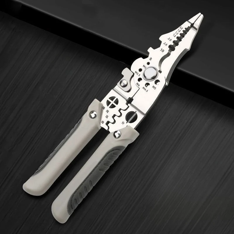 Multifunctional Stripping Pliers Dedicated for Wire Separation and Stripping As Well As Wire Pressing for Electricians