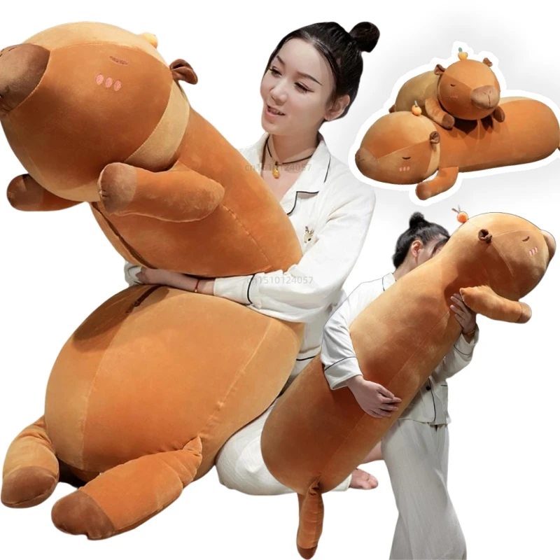 

90/120cm Kawaii Capybara Long Throw Pillow Animals Dolls Super Soft Plush Toys Soothing Doll Home Decor Girls Boys Birthday Gift