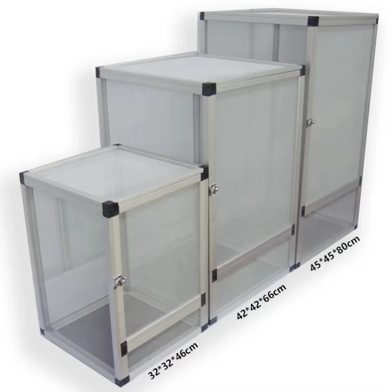 

Reptile Terrarium Durable Plastic & Metal Square White/Black 45*45*80cm Screen Mesh Cage for Reptiles