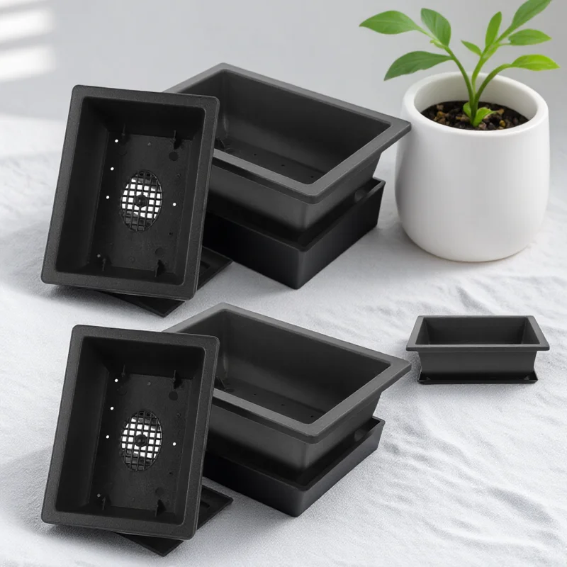 

8Sets Rectangular Floral Pot Tray Succulent Bonsai Planter Plastic Gardening Container Indoor Balcony Home Decorative Holder