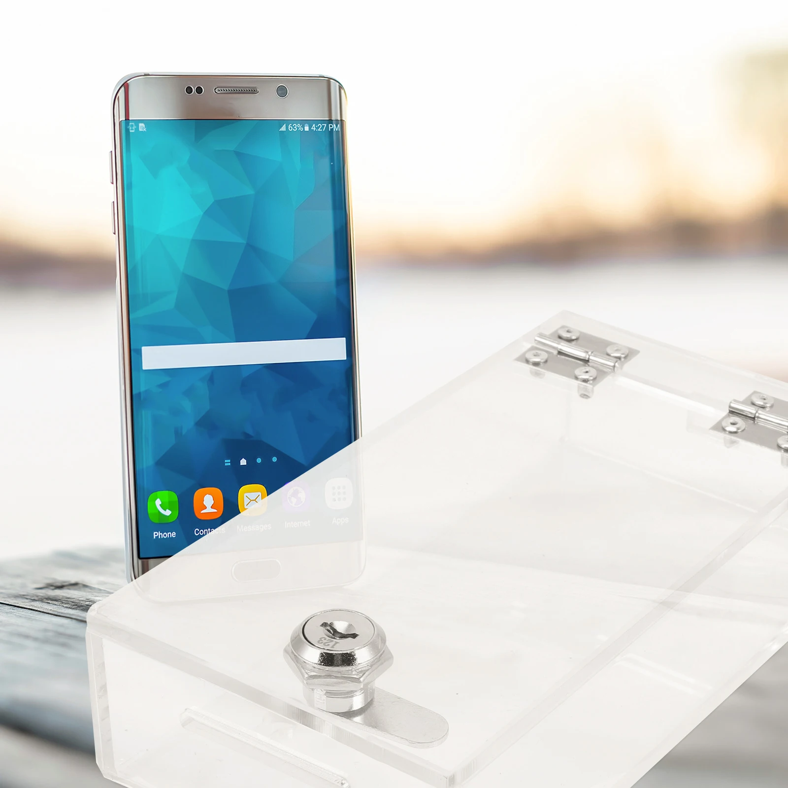 Strong Phone Locking Box Clear View Easy to Search Lightweight Practical Cell Phone Storage Container with Emergency Holes