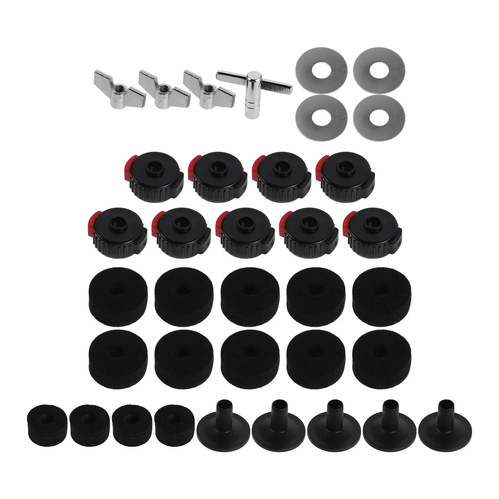 

1Set Drum Replacement Accessories Cymbal Felts Sleeves Clutch Nuts Washers Wing Nuts Drum Hardware Pack for Hi-Hat Crash Ride