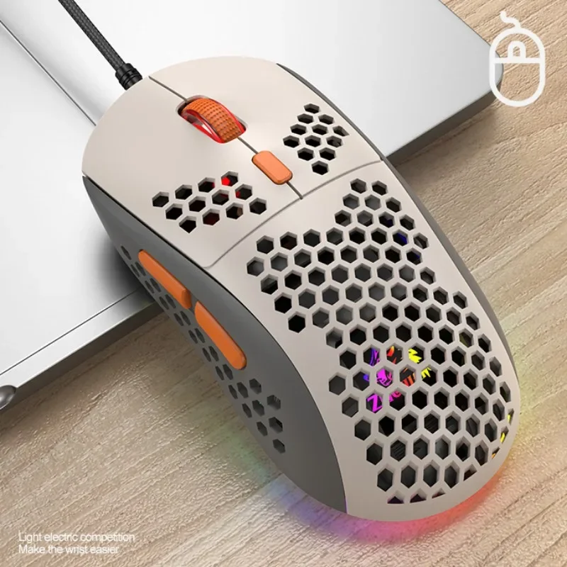 Per mouse da gioco ergonomico M8 Cool Hollow Out Modellazione Mouse cablato Illuminazione RGB Mouse leggero Design abbinato ai colori