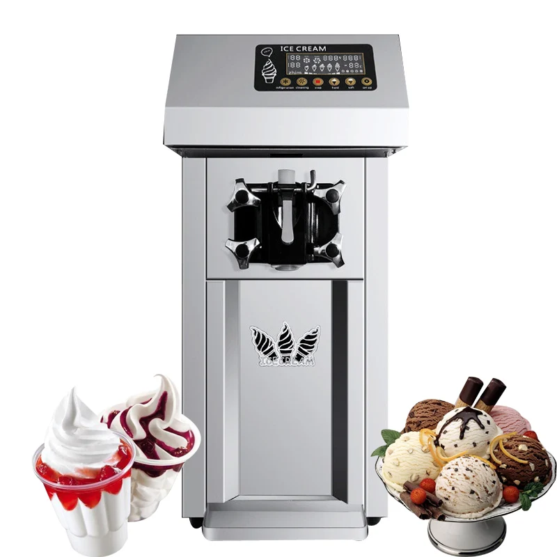 Soft Ice Cream Machine For Commercial Rapid Cooling English Operating System Single Head Desktop Vending