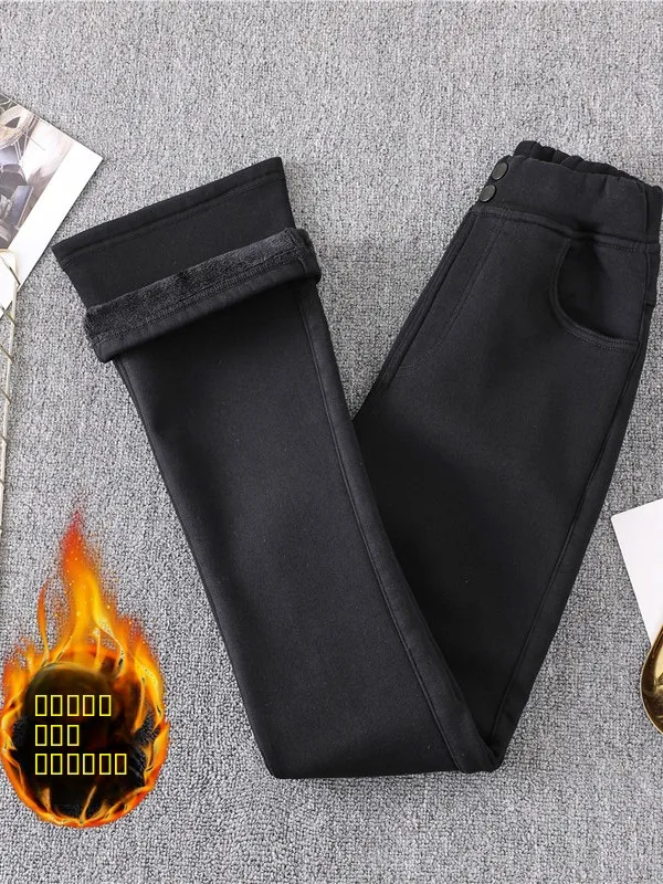Повседневные брюки Thiened Fce с высокой талией, эластичные утягивающие теплые зимние новые женские повседневные брюки больших размеров Faion