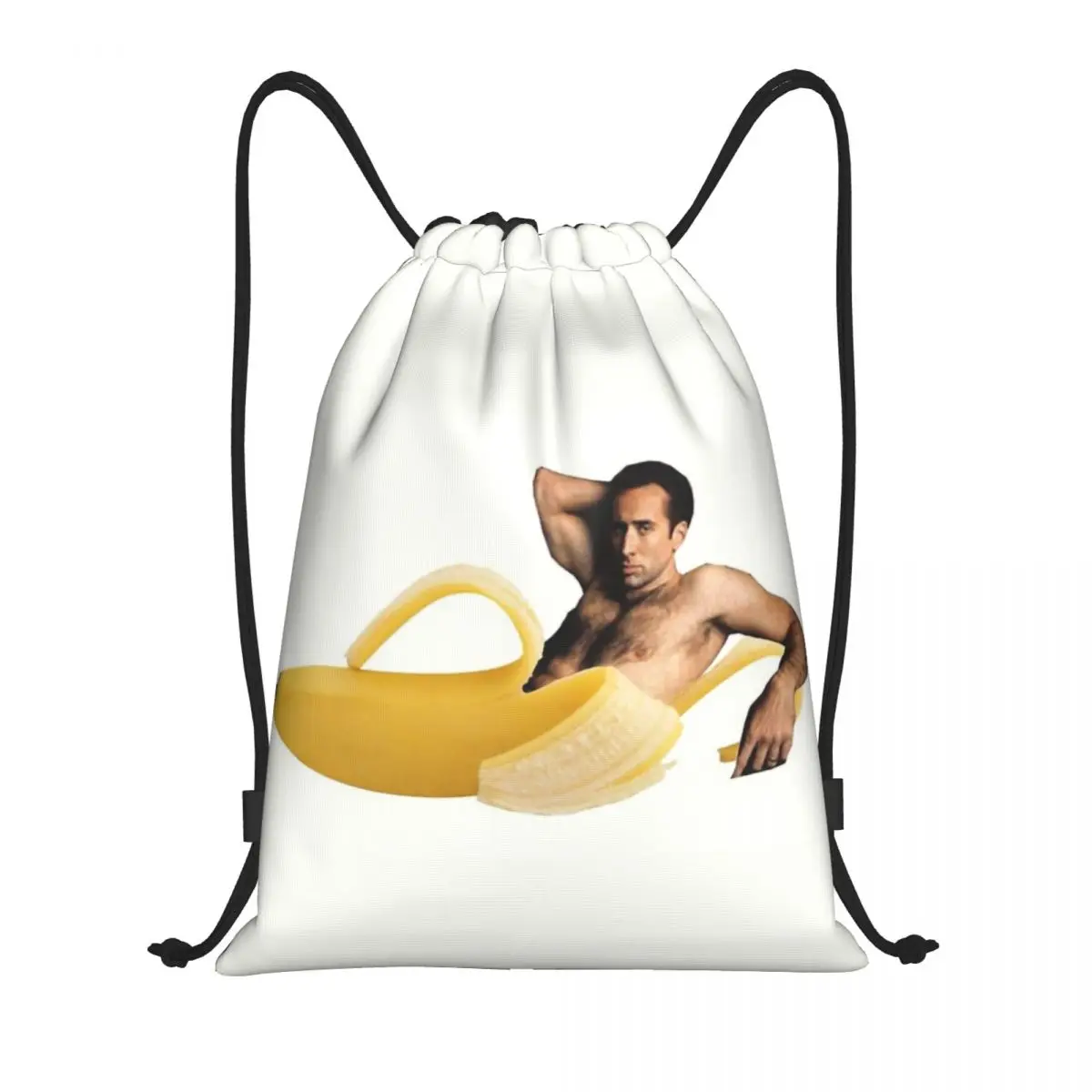 

Пользовательские Николас Кейдж в банановых сумках на шнурке для женщин и мужчин, складной спортивный рюкзак для спортзала, забавные рюкзаки для покупок с мемами