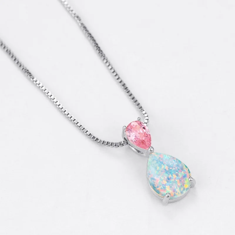 تصميم قلادة كلاسيكية رومانسية مع إكسسوارات قلادة كنز أسترالية مربعة الشكل على شكل قطرة ماء هندسية للنساء #5