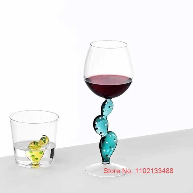 Italian Famous Design Crystal Cactus Glass Handmade Red Wine Tumbler Wedding Gifts Champagne Cocktail Bordeaux Cup Wholesale